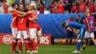 Wales celebrate vs Slovakia