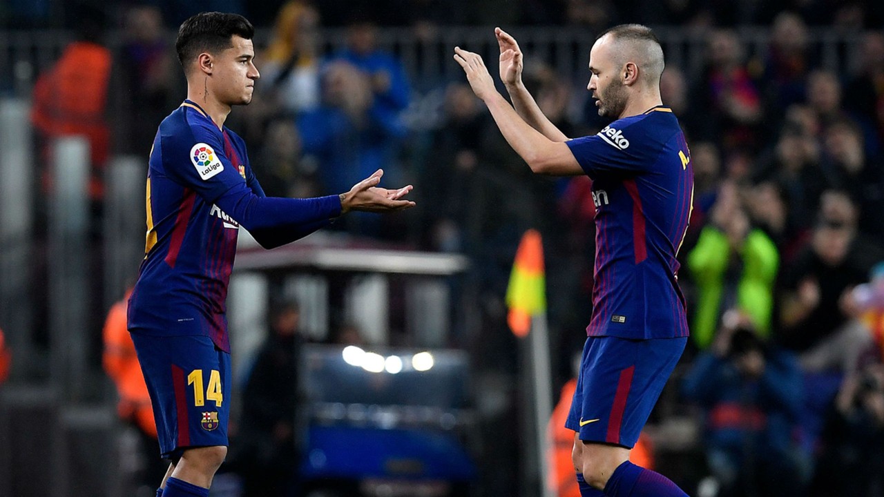 Image result for Philippe Coutinho with Iniesta