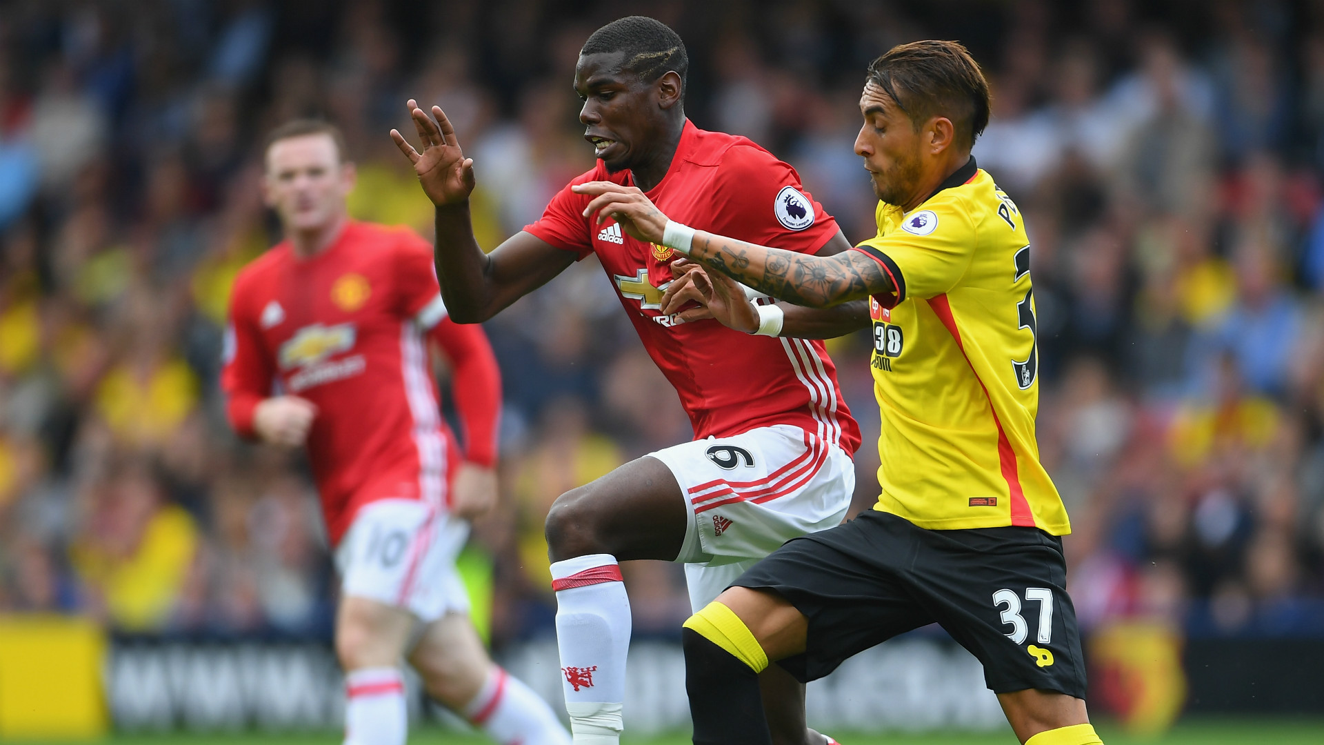 Paul Pogba and Roberto Pereyra, Watford v Man Utd, 2018