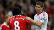 Anderson & Steven Gerrard Premier League Man Utd v Liverpool