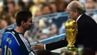 Lionel Messi Joseph Blatter Argentina Germany World Cup 2014 Trophy