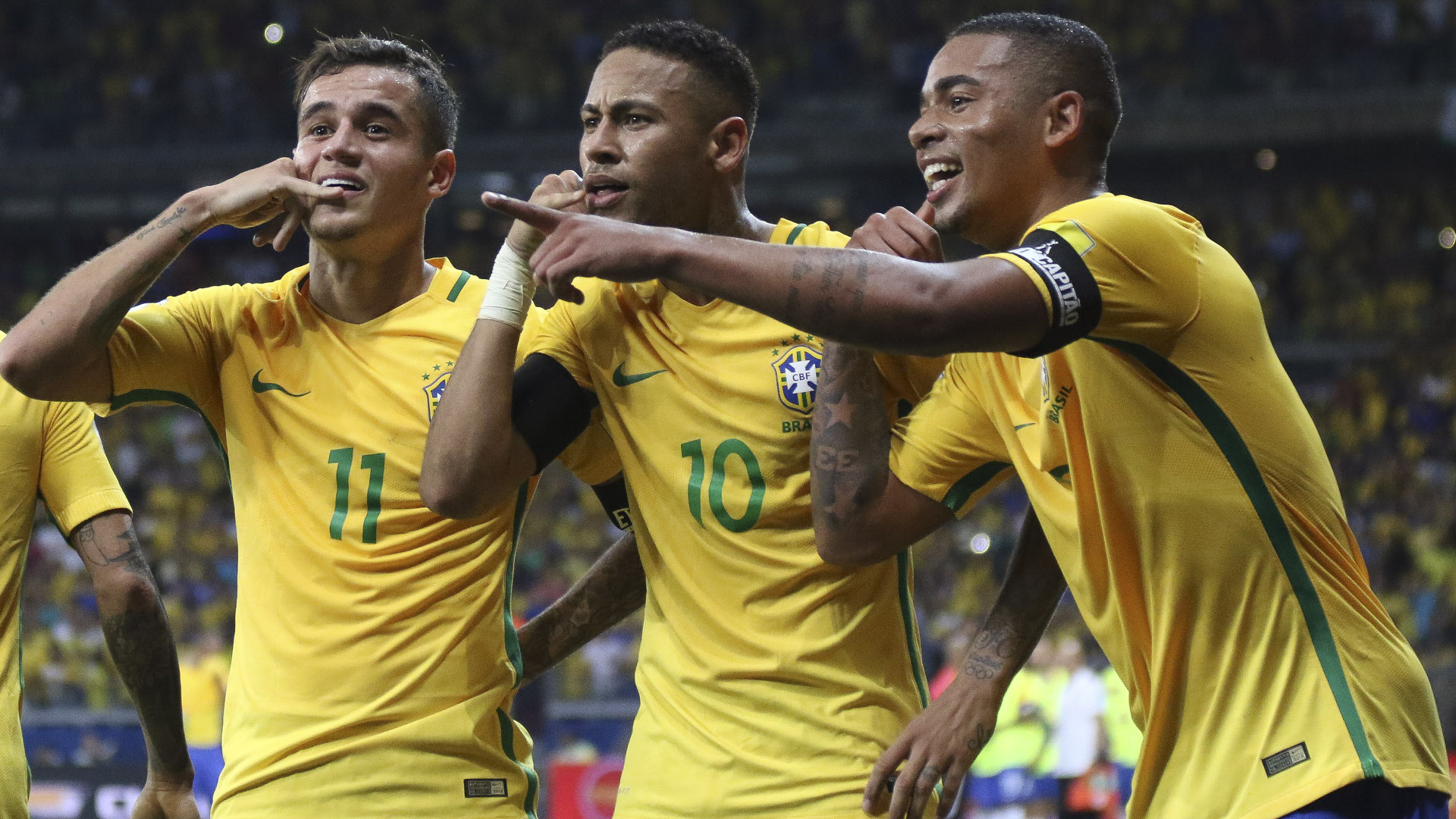 Gabriel Jesus Coutinho Neymar Brasil Argentina Eliminatorias 2018 10112016