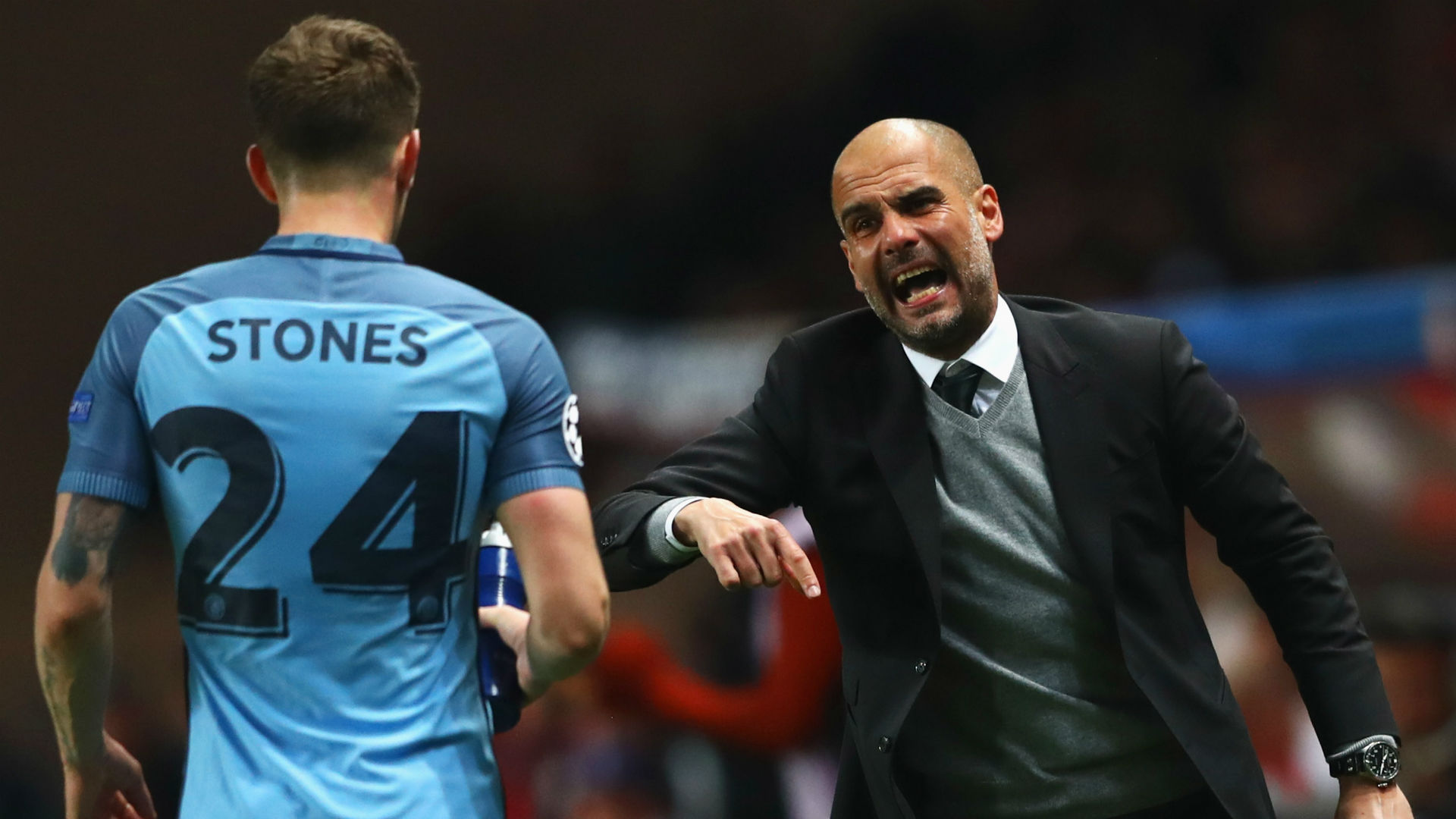 Stones Guardiola MAnchester City Monaco Champions League 15 03 2017