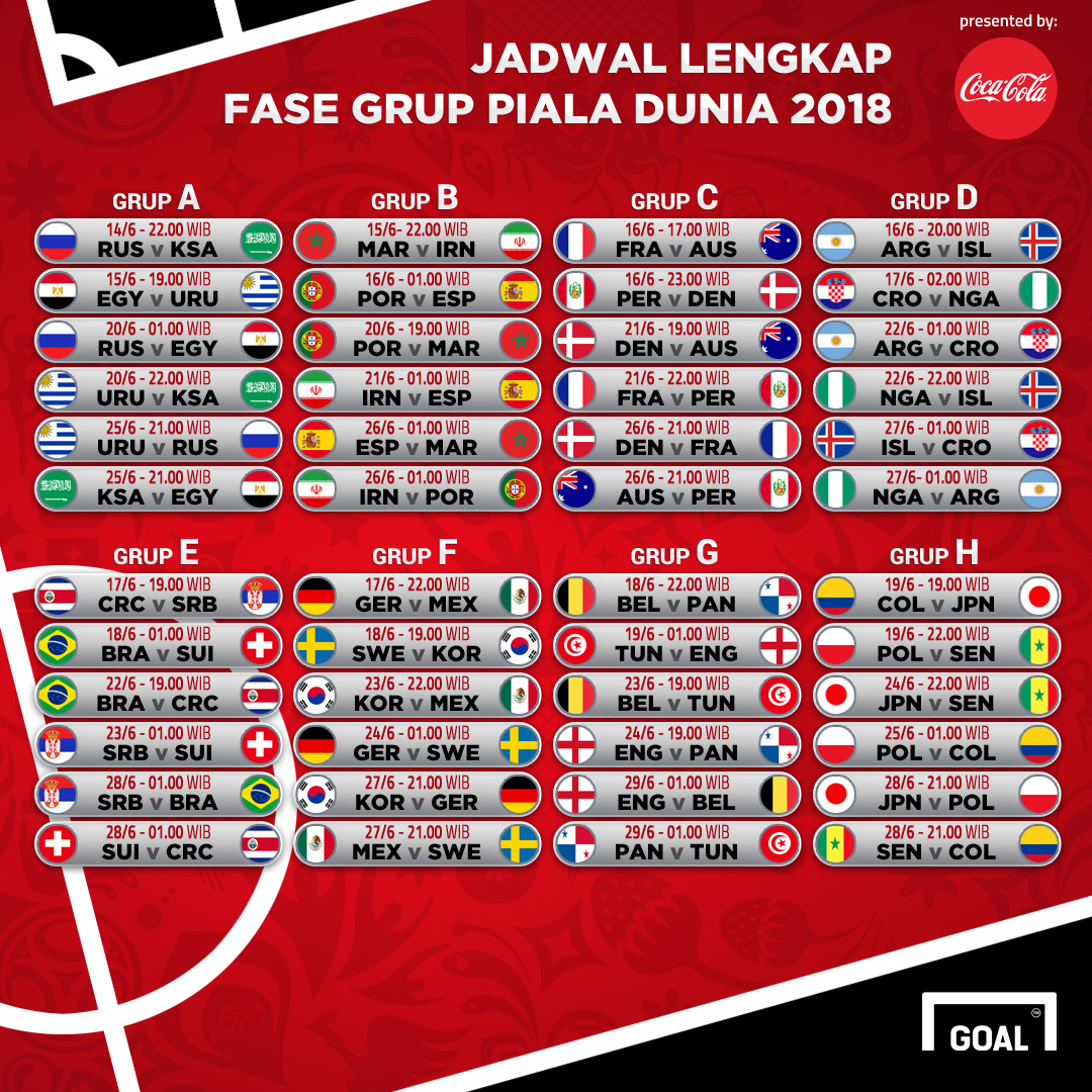 Jadwal Lengkap Piala Dunia 2018 FourFourTwo