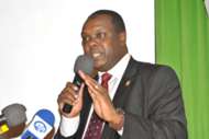 Cabinet Secretary for Sports Hassan Wario speaks to Gor Mahia players during the function
