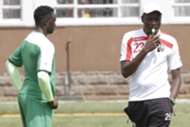 Harambee Stars coach Stanley Okumbi with captain Victor Wanyama