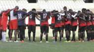 Harambee Stars players before training at Kasarani on Thursday