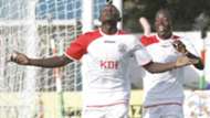 Ulinzi Stars winger Samuel Onyango celebrates with Ezekiel Otuoma