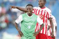 Gor Mahia striker Jacob Keli reacts after missed penalty against Ushuru