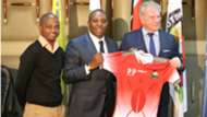 Nick Mwendwa of FKF and Paul Put of Harambee Stars