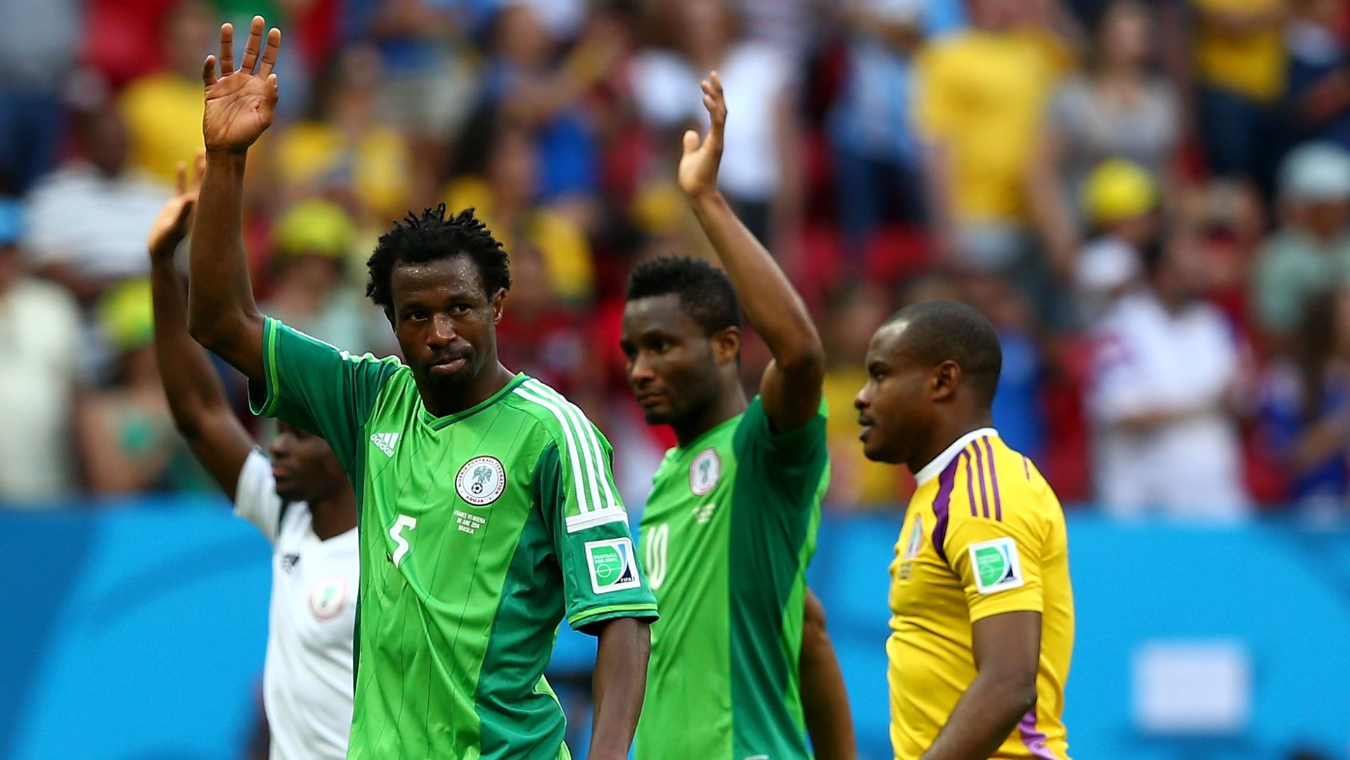 Efe Ambrose, John Obi Mikel, Vincent Enyeama of Nigeria