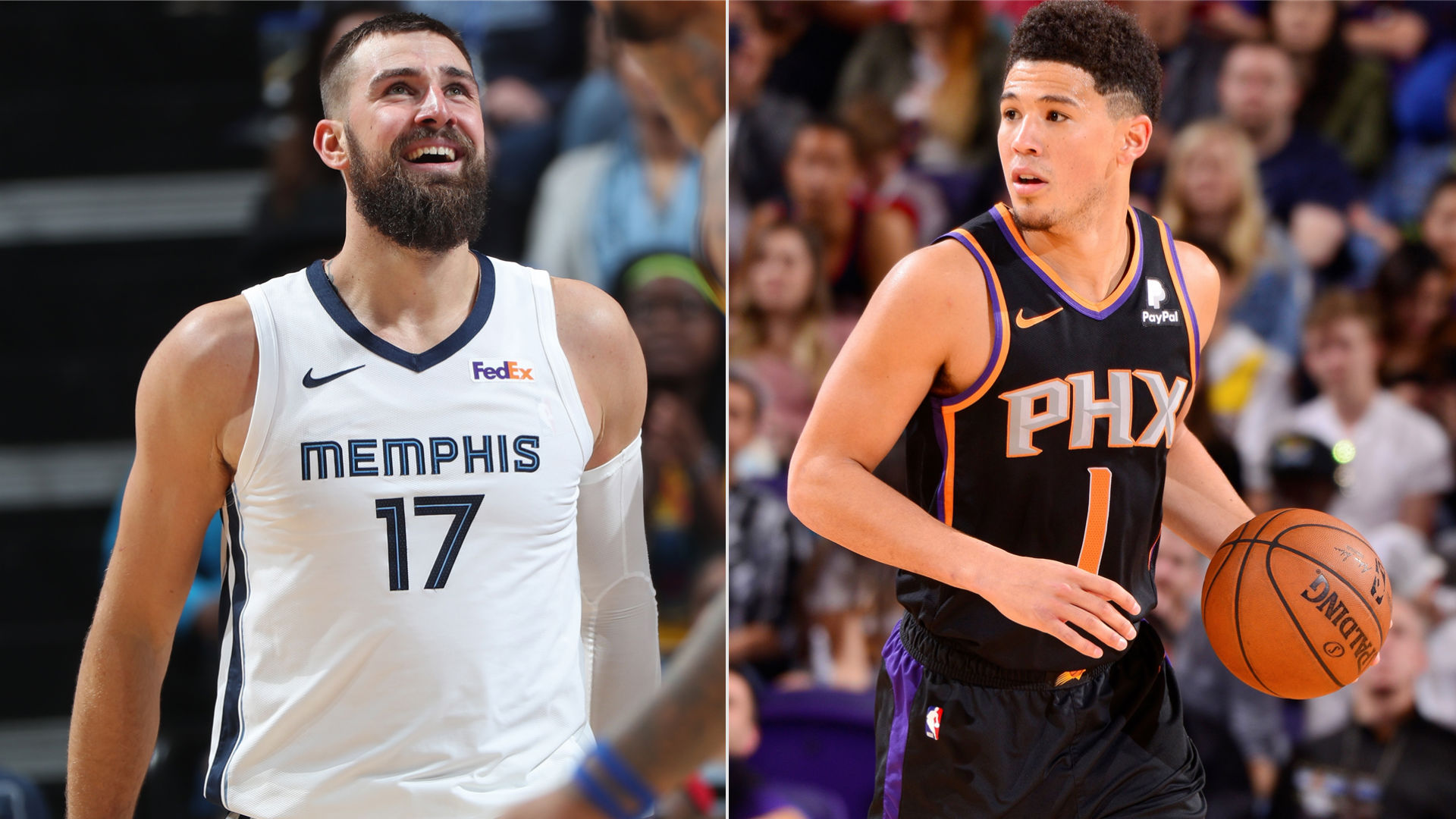 Jonas Valanciunas and Devin Booker battle as Memphis ...
