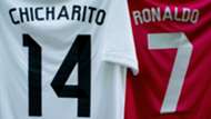 Javier Chicharito Hernandez and Cristiano Ronaldo shirts Real Madrid Ludogorets UEFA Champions League 12092014