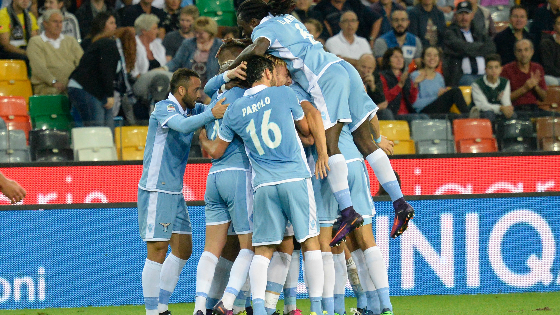 Lazio players celebrating against Udinese Serie A 01102016 ...