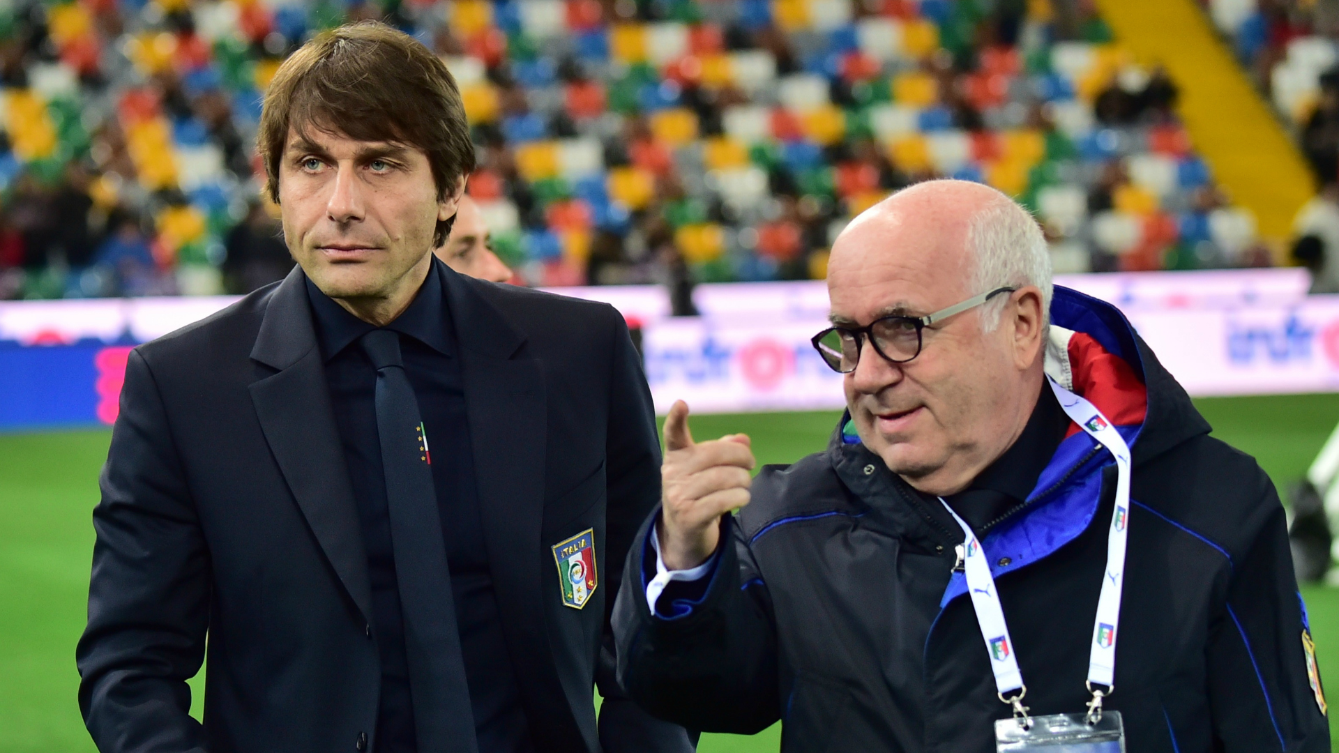 Antonio Conte and Carlo Tavecchio before Italy Spain friendly 24032016