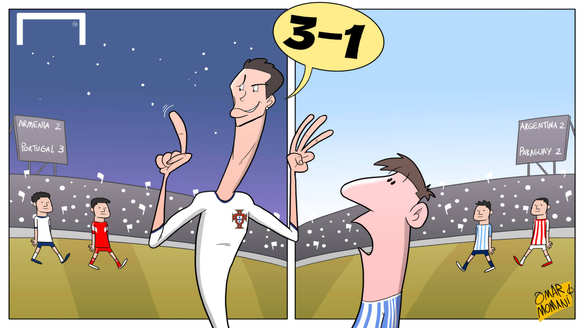 Cartoon of the Day: Ronaldo Portgual; Messi Argentina - Goal.com