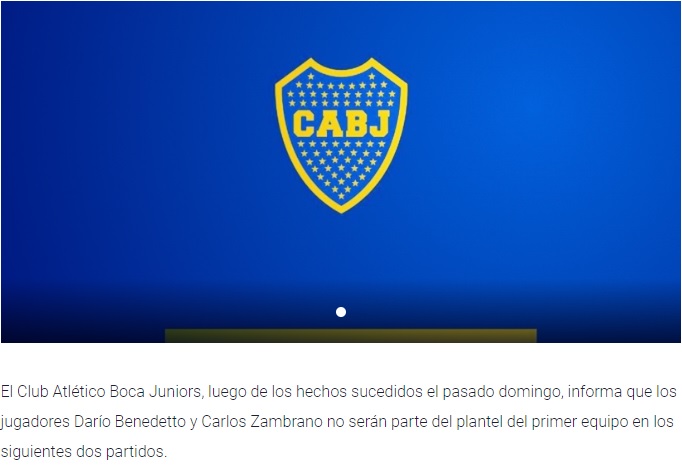 Club Atletico Boca Juniors statement 08162022