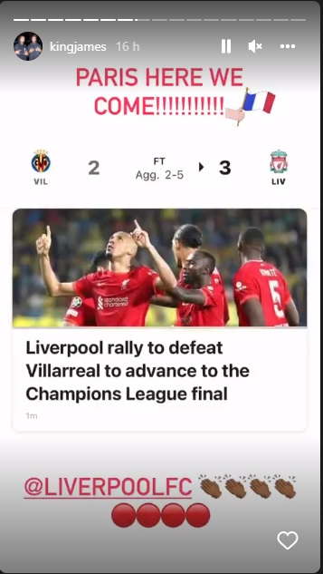 LeBron James, el fan de Liverpool que celebra el pase a la final | DIRECTV  Sports