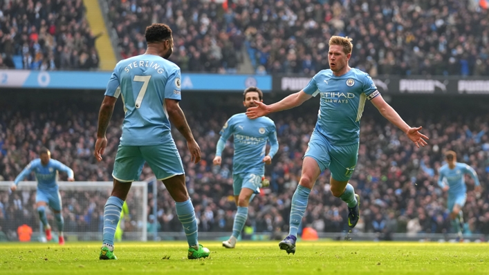 Kevin De Bruyne celebrates Manchester City's winner