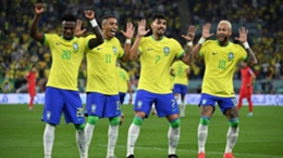 Brazil players celebrate against South Korea