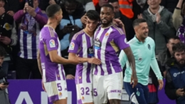 Real Valladolid celebrate Cyle Larin's goal