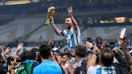Lionel Messi celebrates Argentina's World Cup win