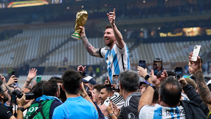 Lionel Messi celebrates Argentina's World Cup win
