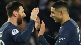 Lionel Messi (left) and Achraf Hakimi gave Paris Saint-Germain victory over Toulouse