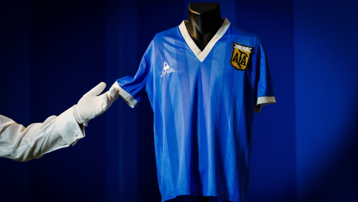 The shirt worn by Diego Maradona during the 'Hand of God' World Cup game has sold for over £7million