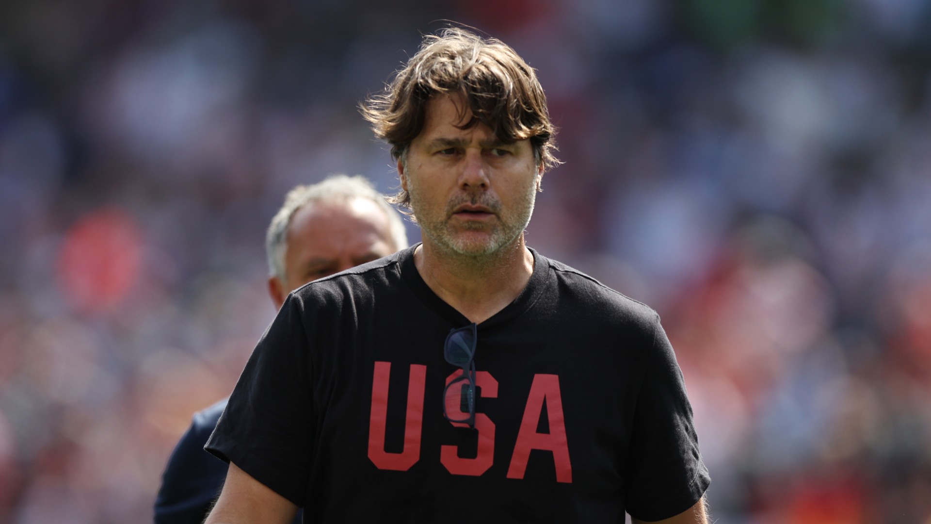 Mauricio Pochettino watches the match