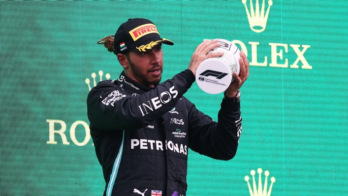 Lewis Hamilton on the podium in Hungary