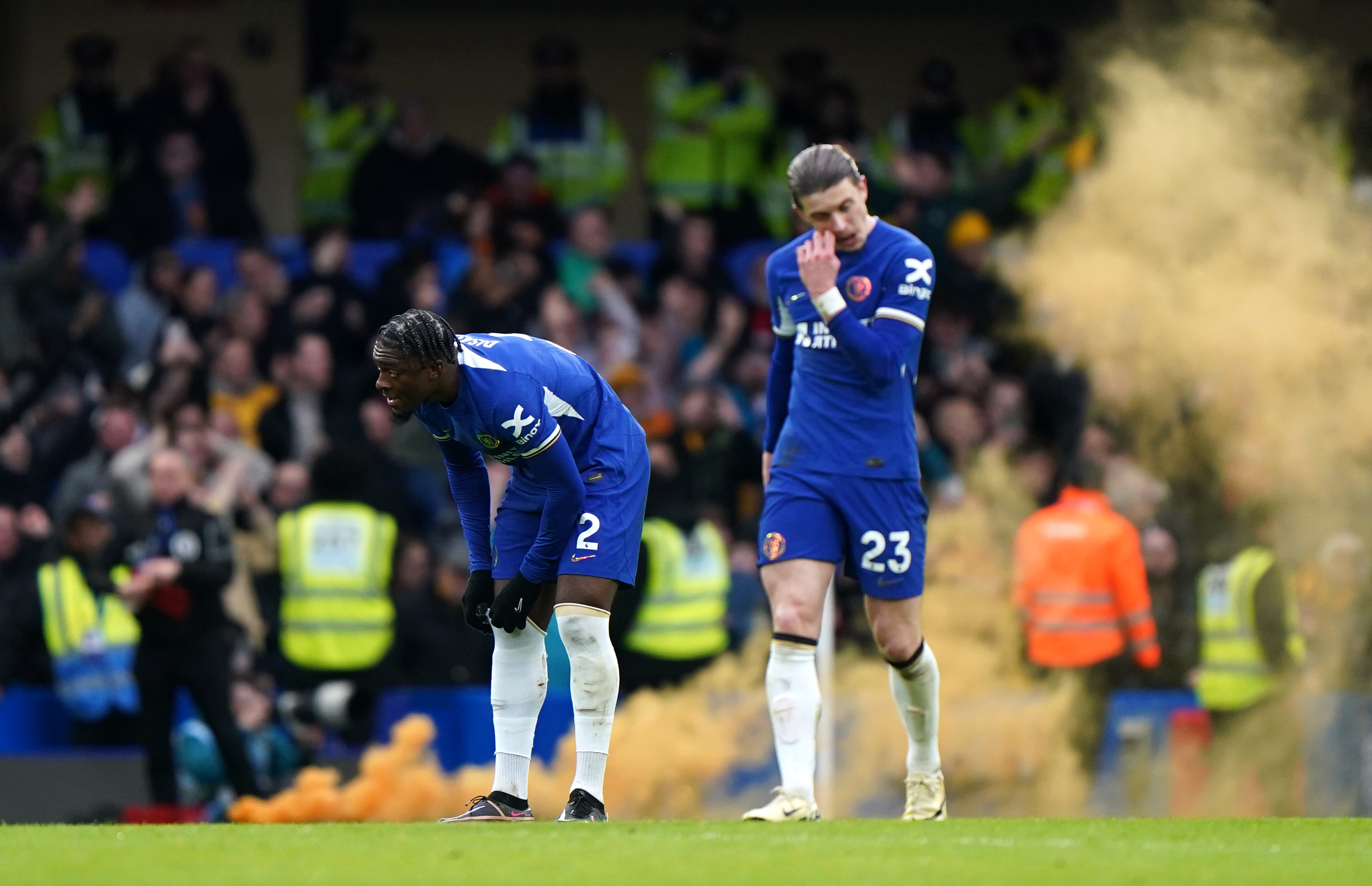 Chelsea players appear dejected