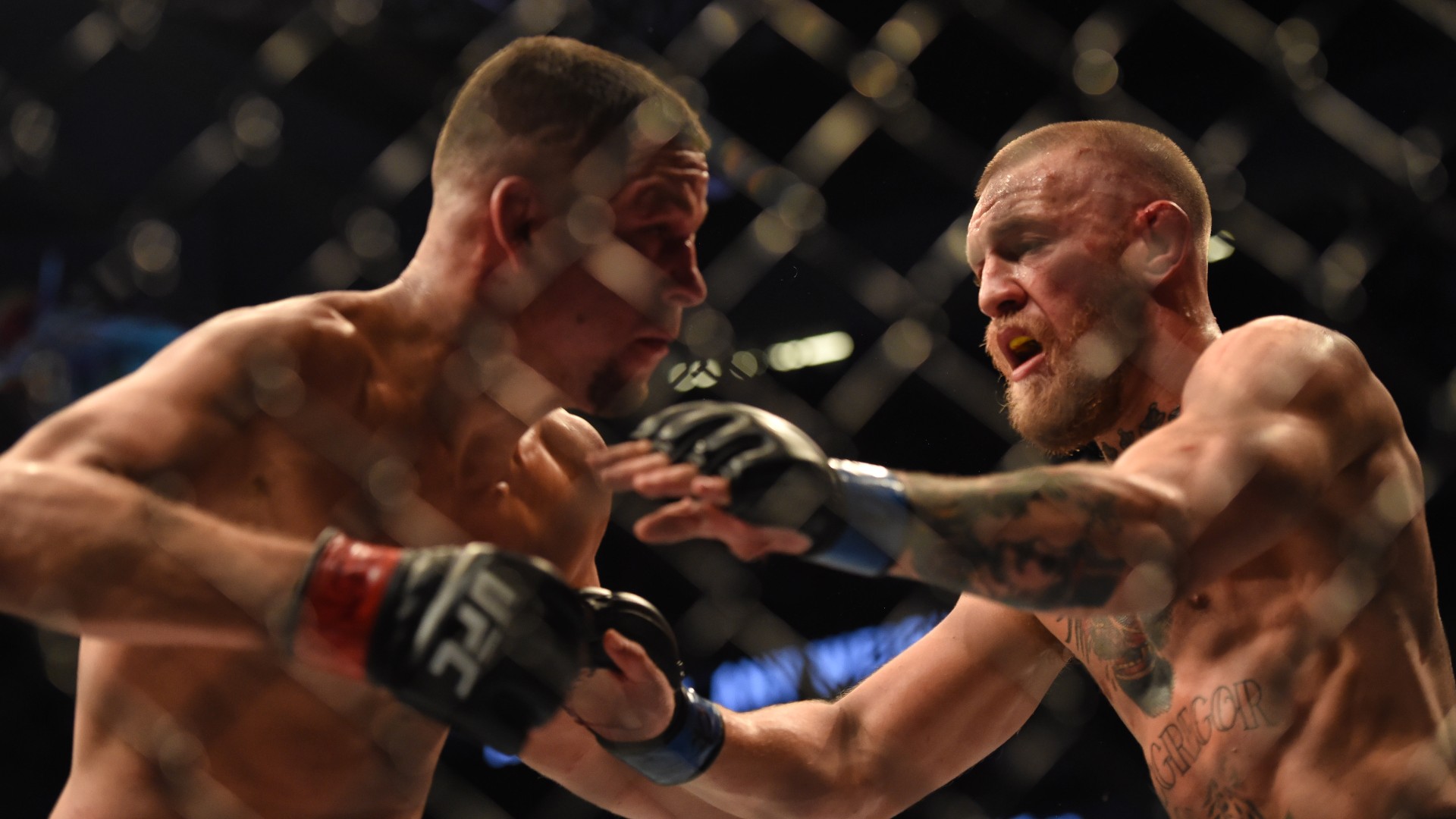 Nate Diaz and Conor McGregor during their second fight in 2016
