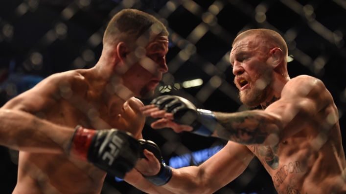 Nate Diaz and Conor McGregor during their second fight in 2016
