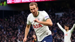 Harry Kane races off to celebrate his record-breaking Tottenham strike against Manchester City