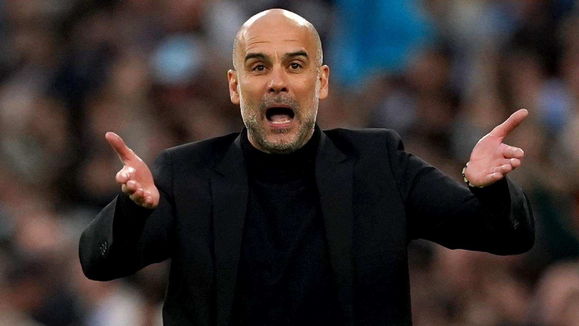 Manchester City manager Pep Guardiola, pictured, felt Erling Haaland’s goal should have stood (Martin Rickett/PA)