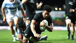 Ardie Savea crosses for a New Zealand try in the All Blacks' win over Argentina