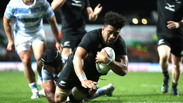 Ardie Savea crosses for a New Zealand try in the All Blacks' win over Argentina