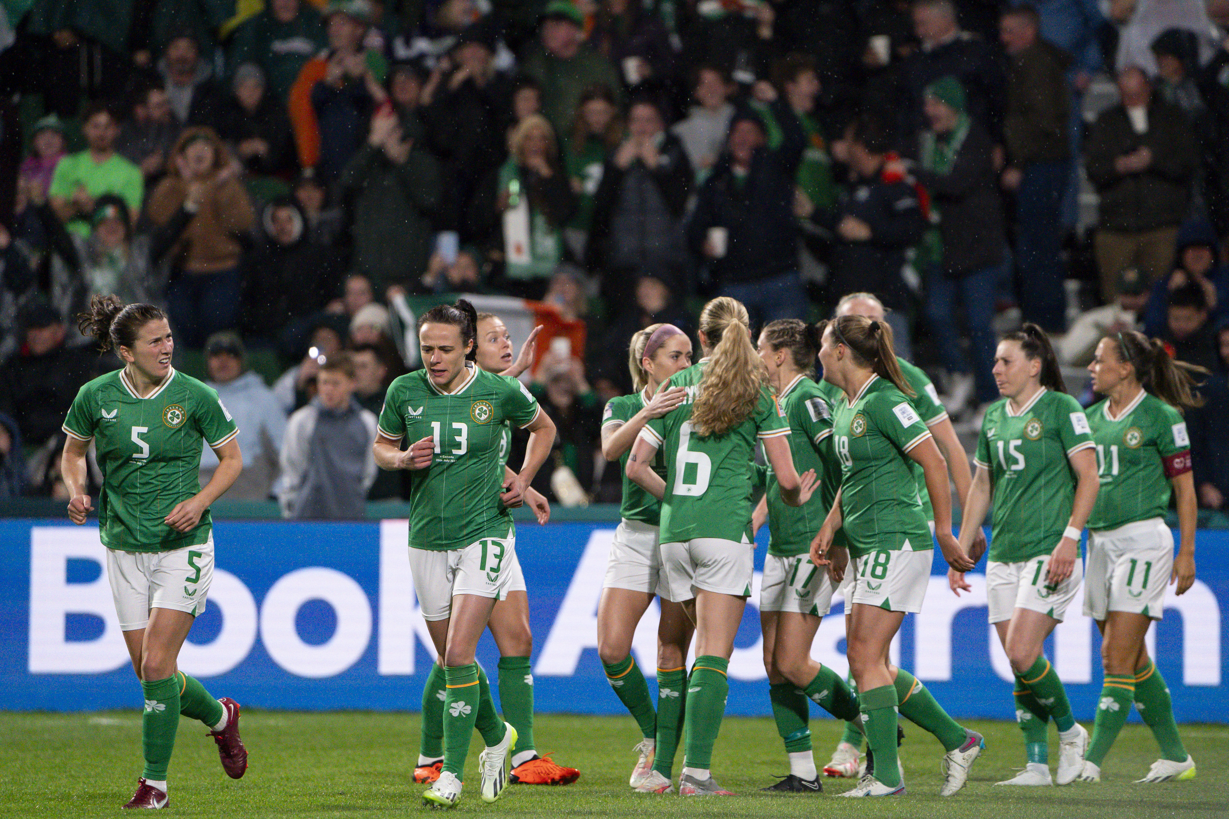 Ireland celebrate Katie McCabe's World Cup goal against Canada