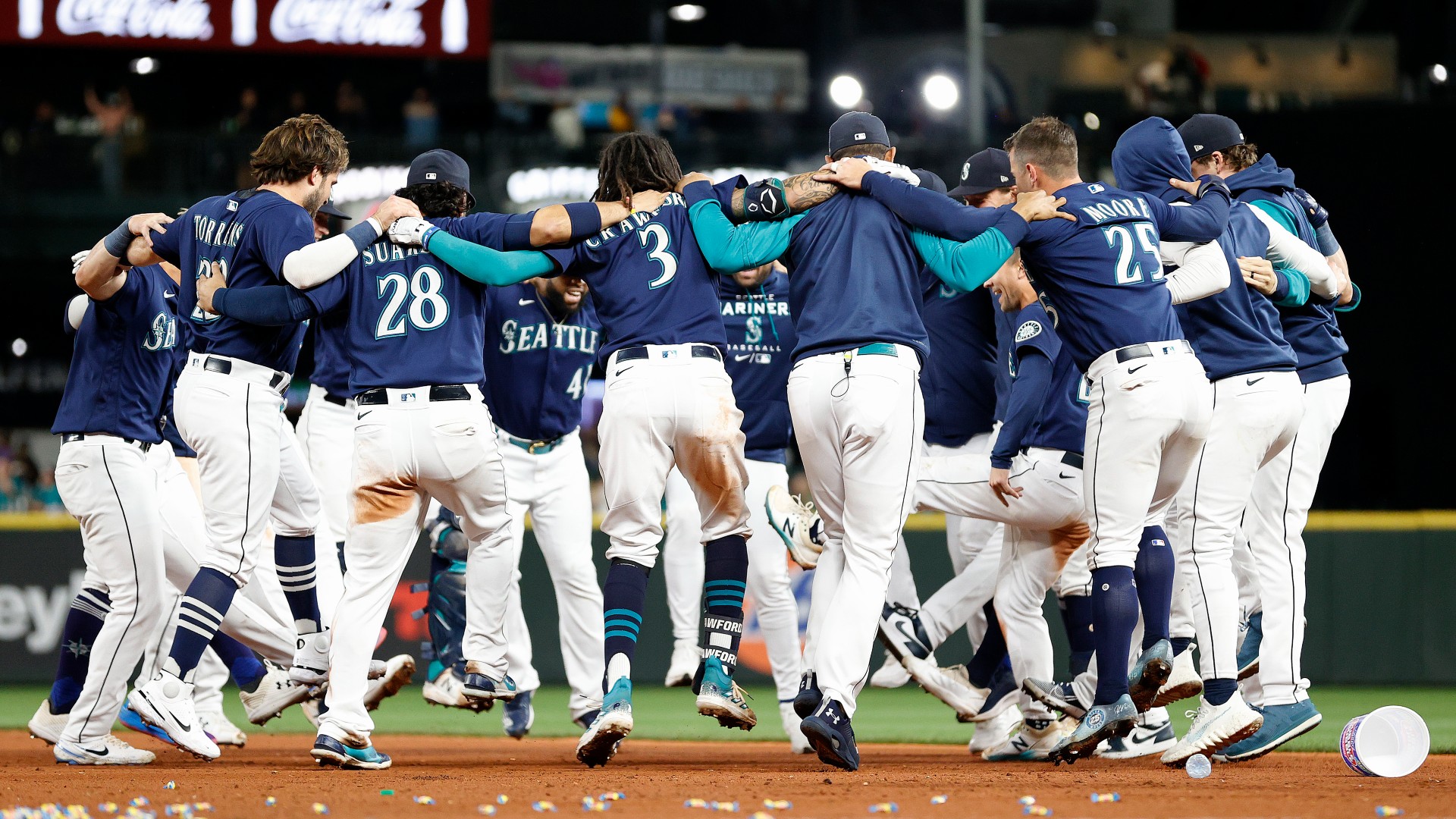 The Mariners celebrate ahead of their return to the postseason