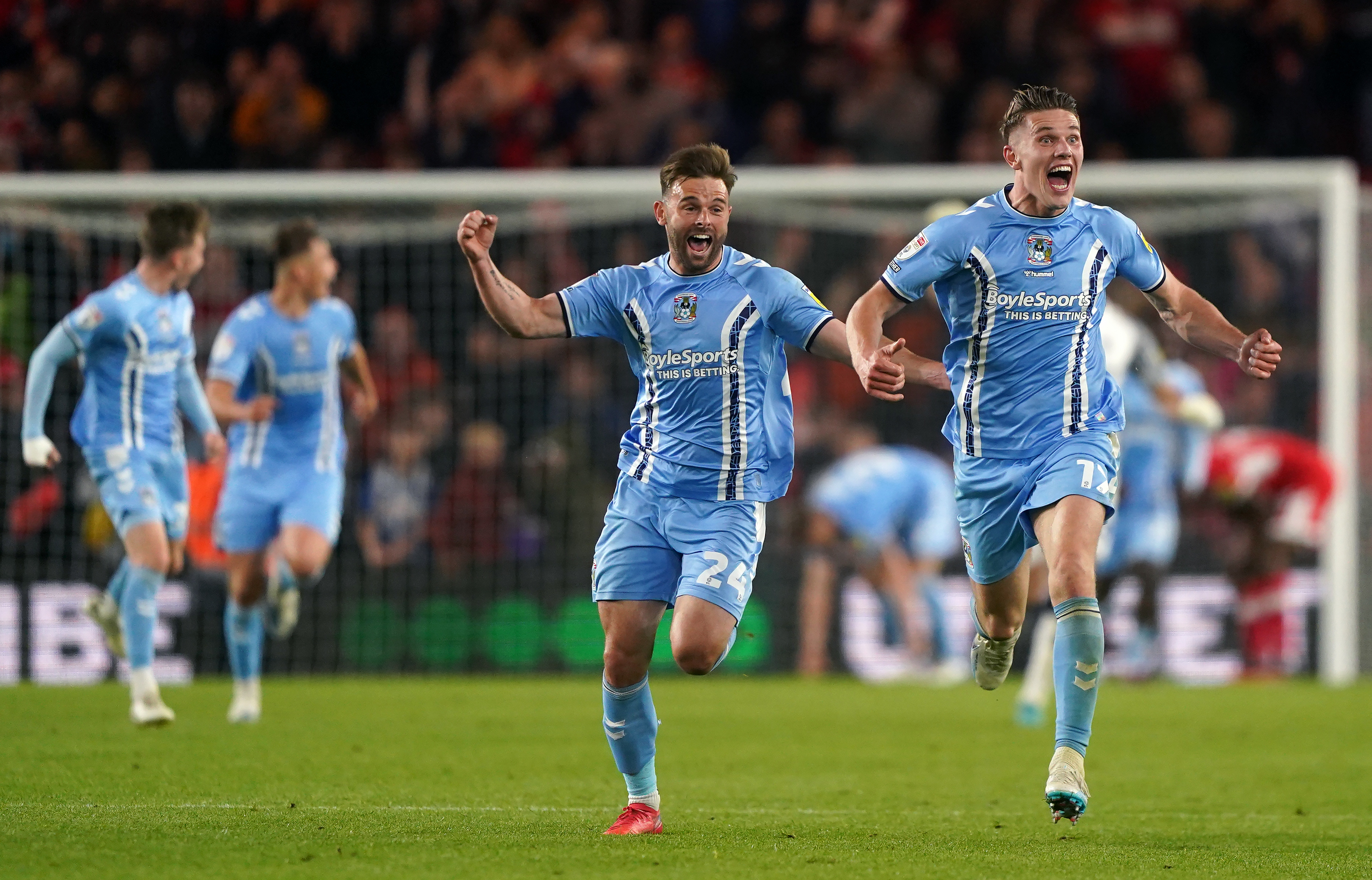 Kyle McFadzean of Coventry City celebrates following the Sky Bet News  Photo - Getty Images