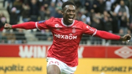 Folarin Balogun celebrates scoring against Rennes