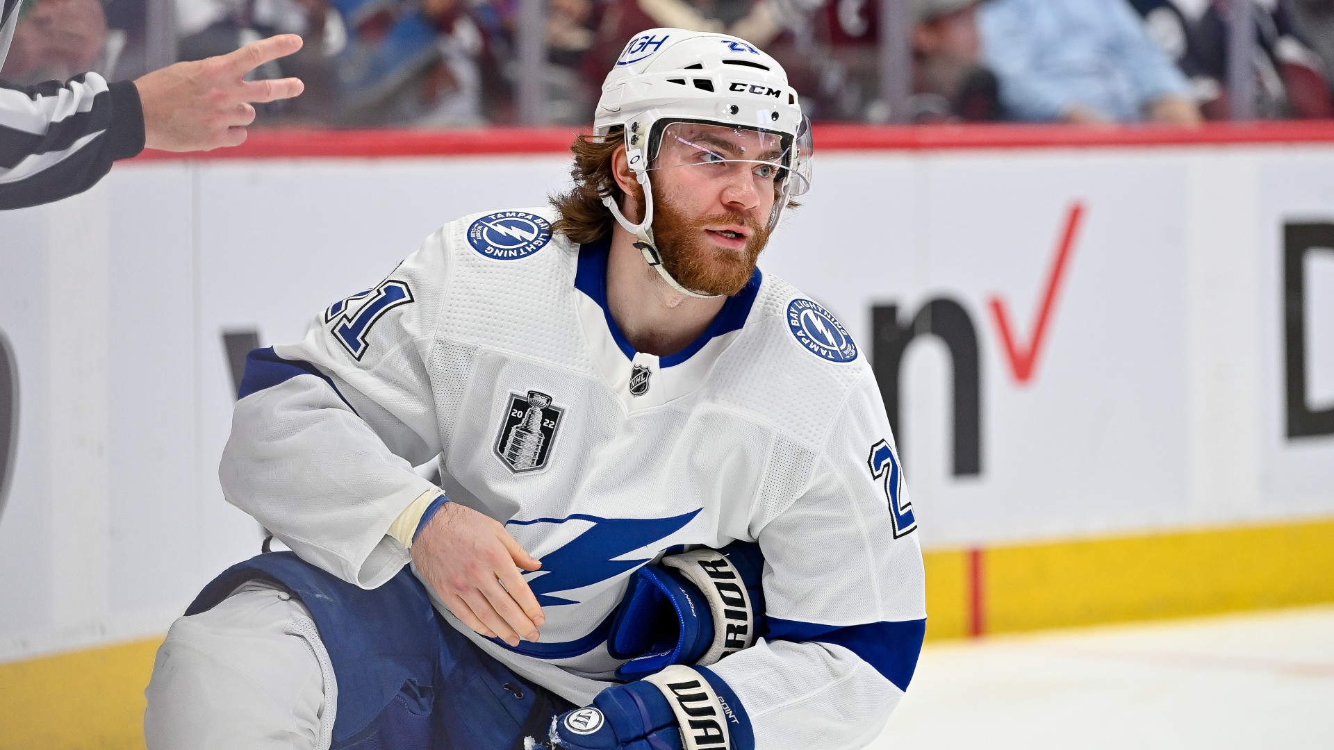 Injured Lightning center Brayden Point