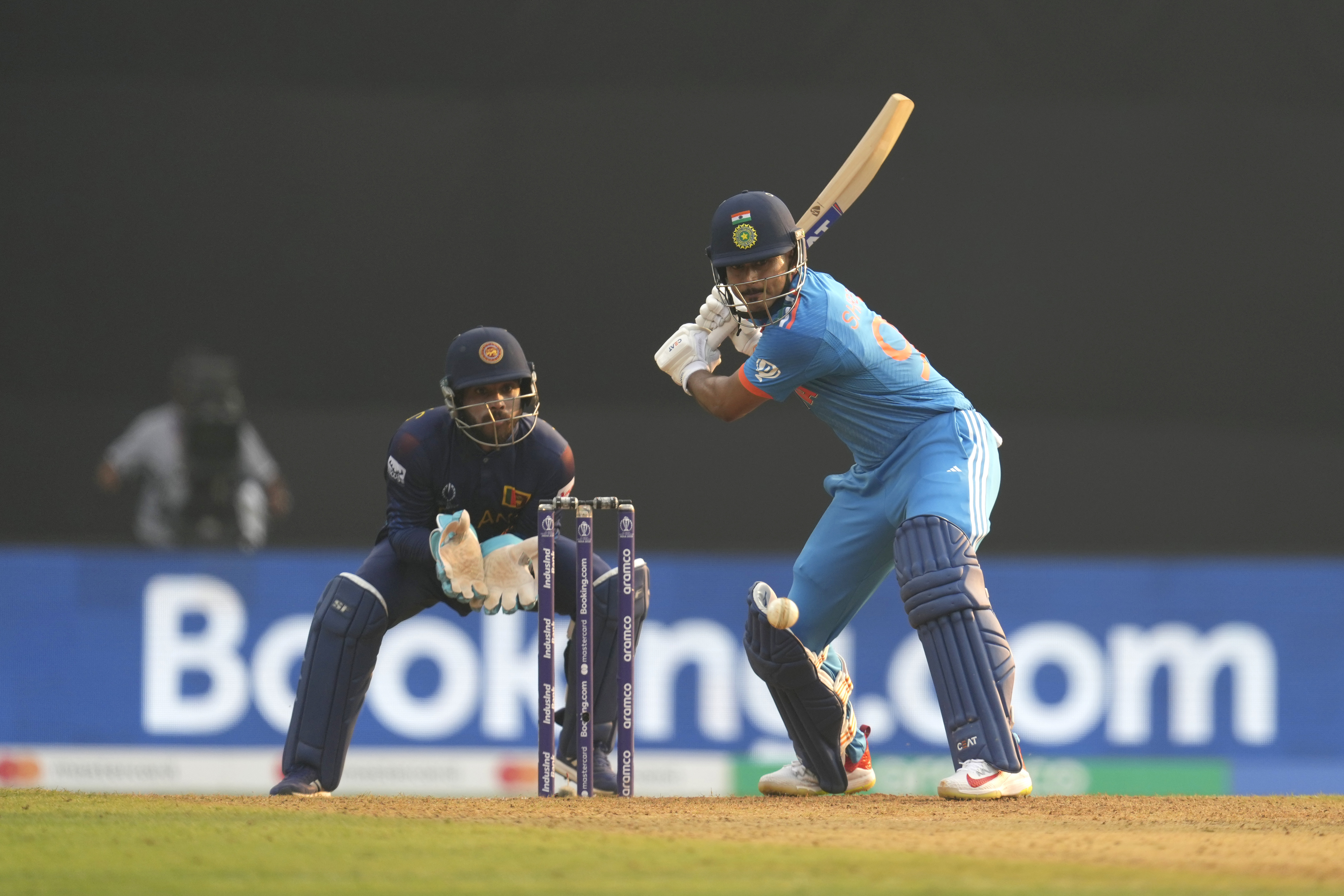 India’s Shreyas Iyer plays a shot