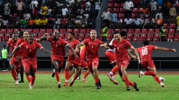 Equatorial Guinea celebrate reaching the quarter-finals
