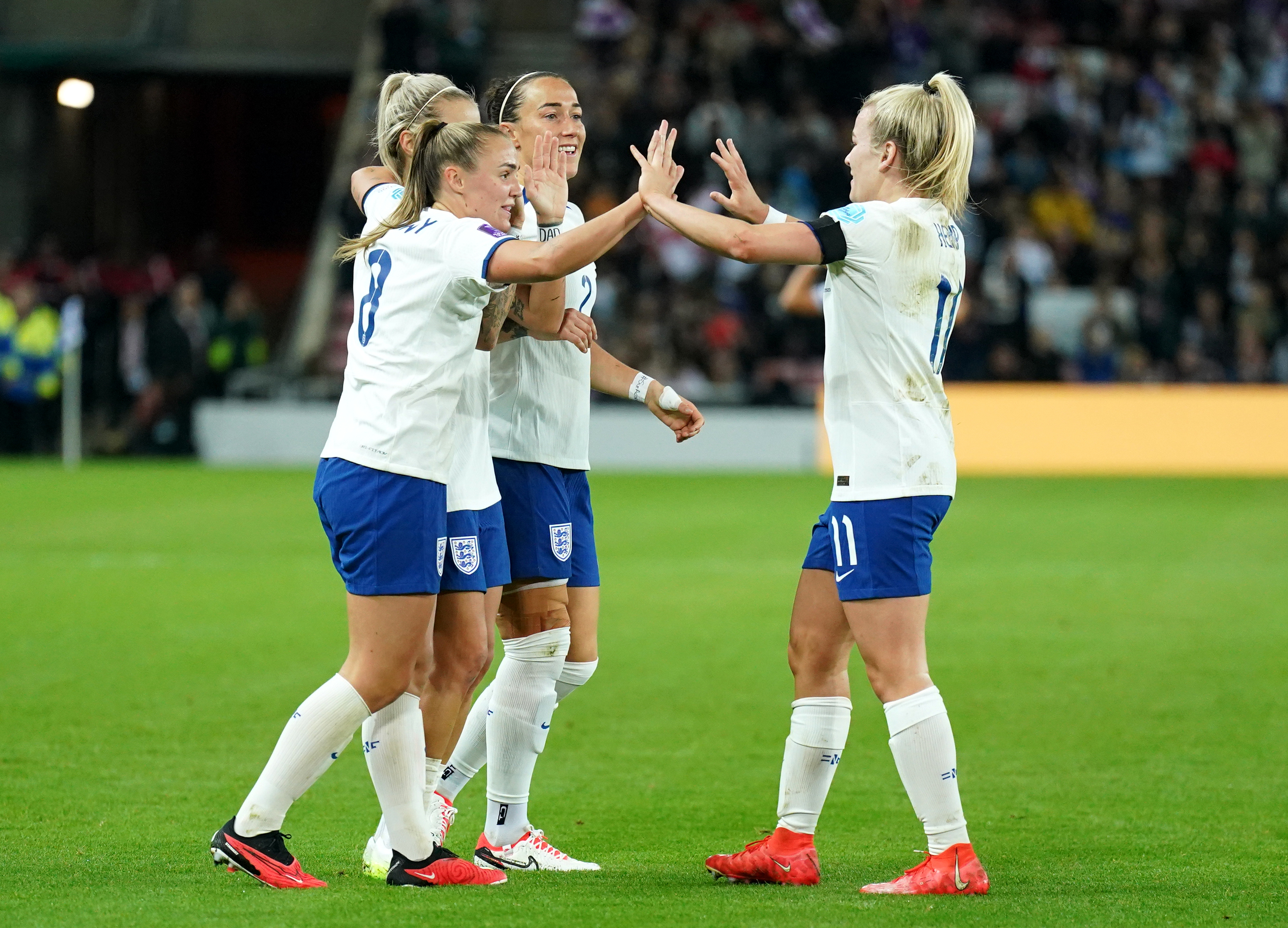 Lauren Hemp celebrates scoring against Scotland (Owen Humphreys/PA)