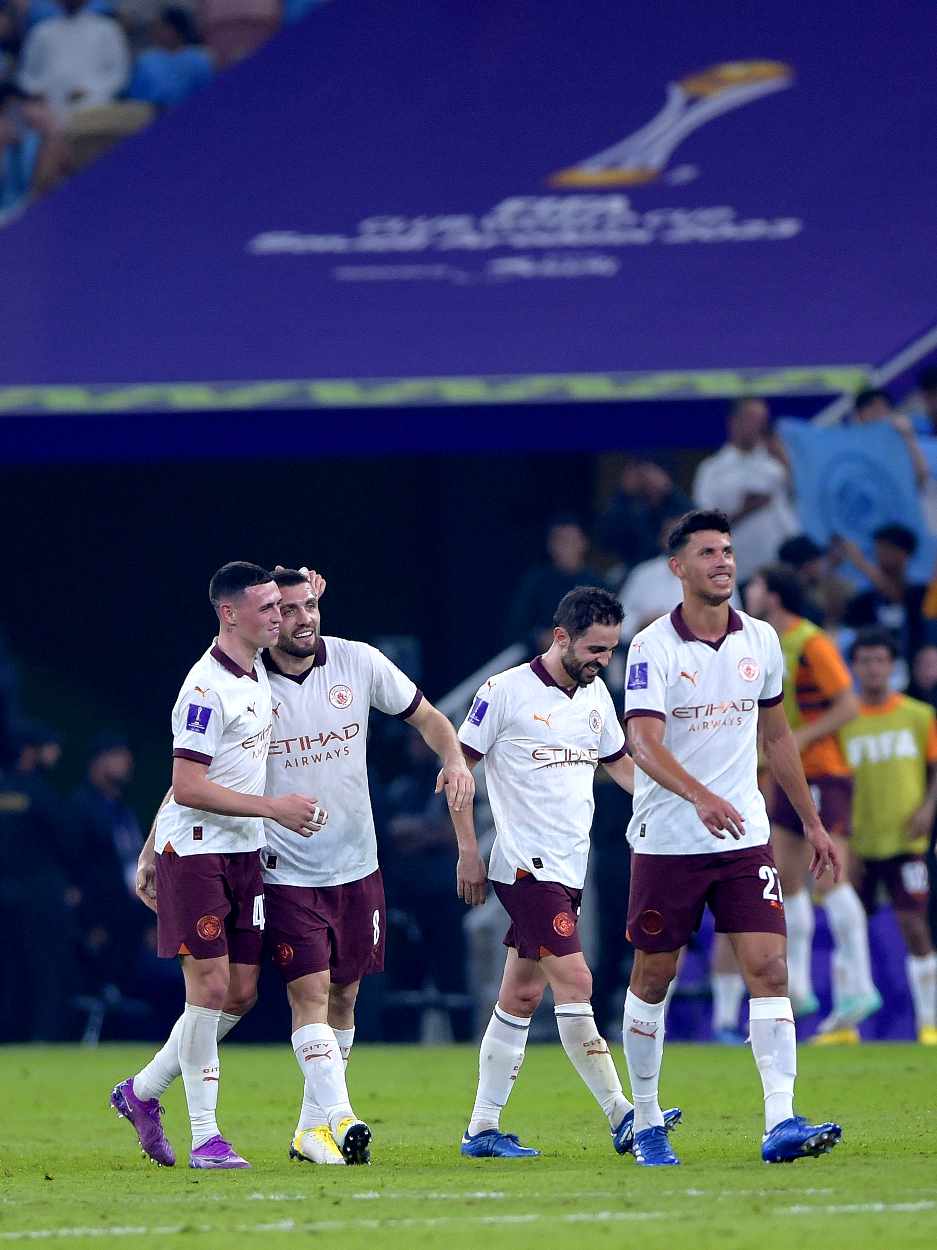 Manchester City’s Mateo Kovacic (second left) celebrates scoring against Urawa Red Diamonds