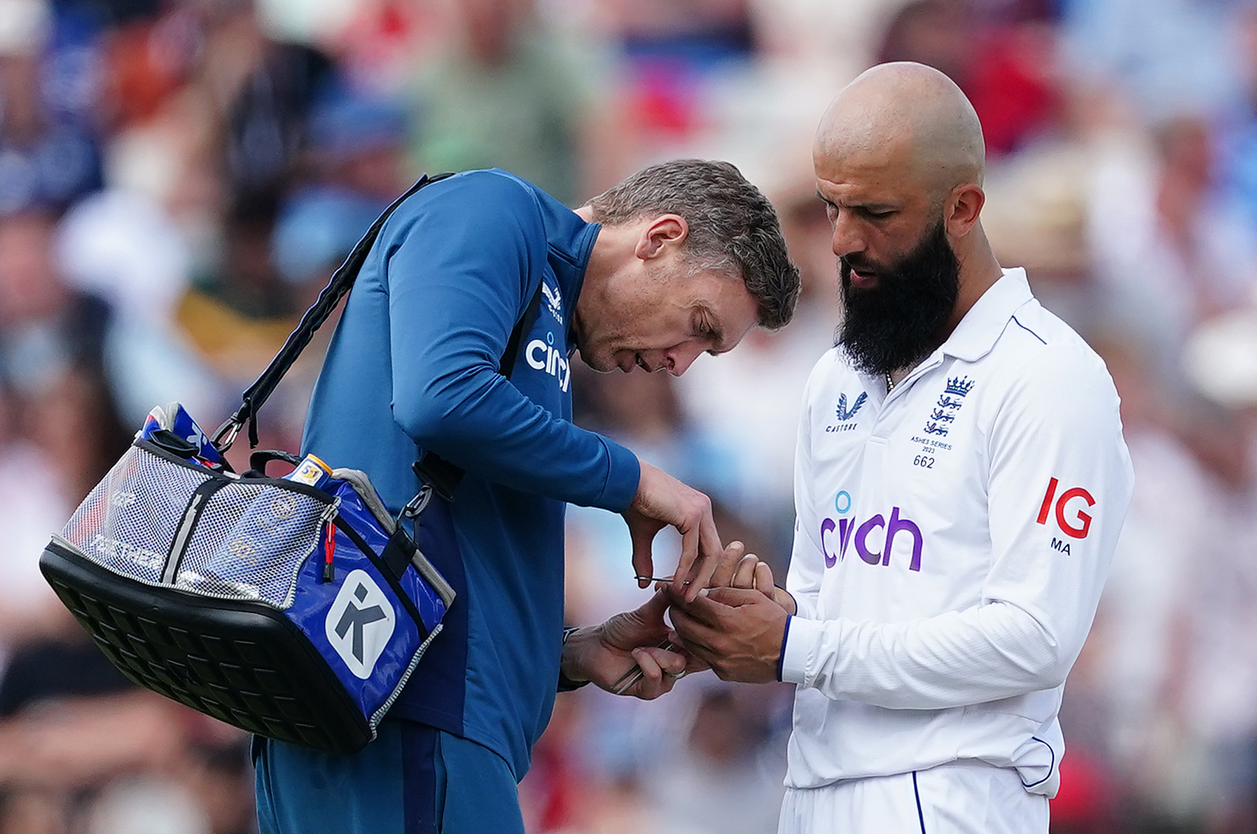Moeen Ali receives treatment
