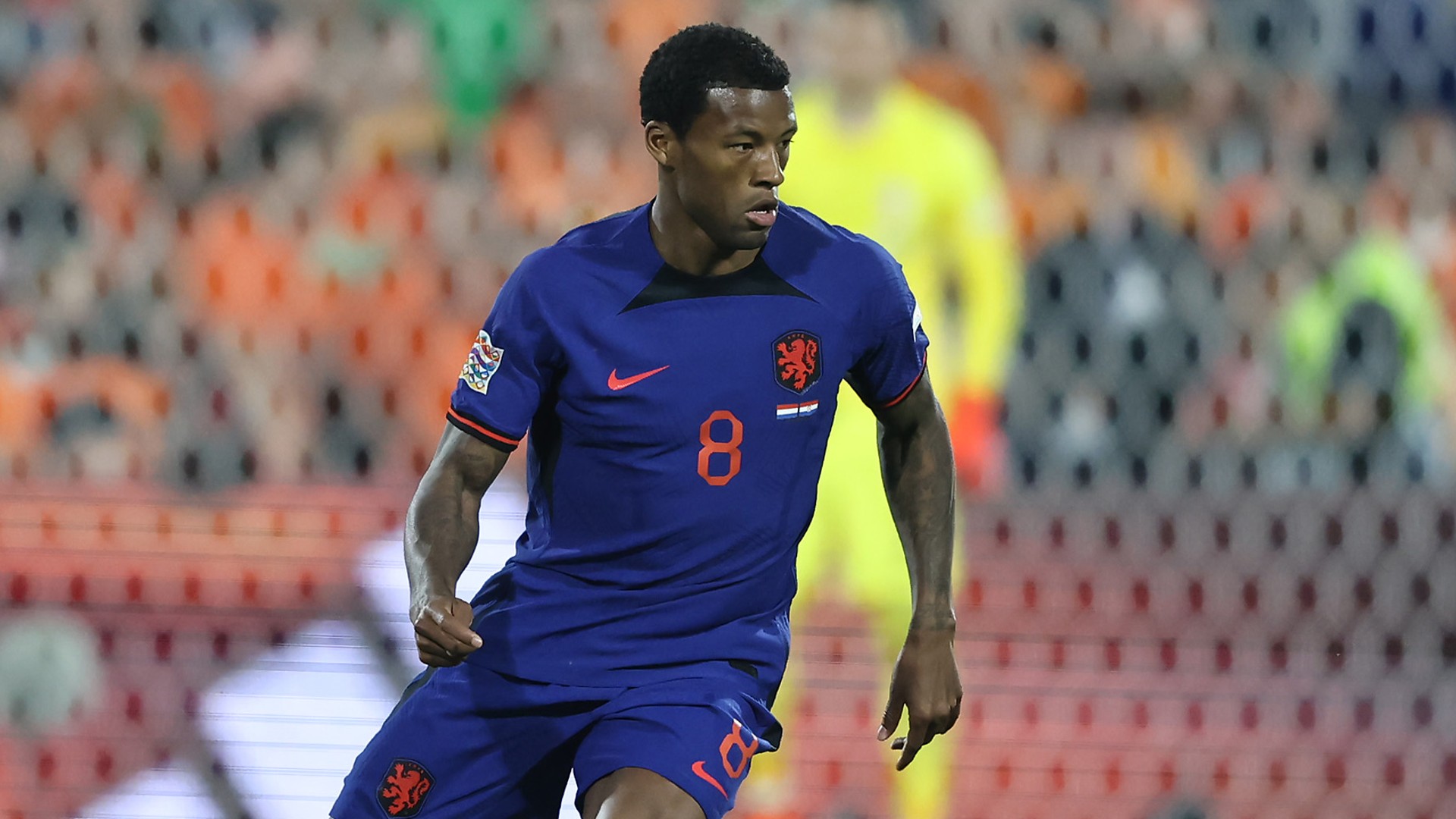 Georginio Wijnaldum in action for the Netherlands