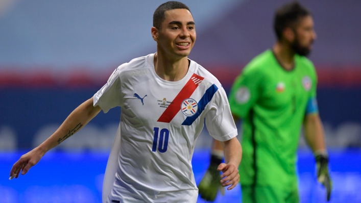 Paraguay's Miguel Almiron celebrates his goal against Chile